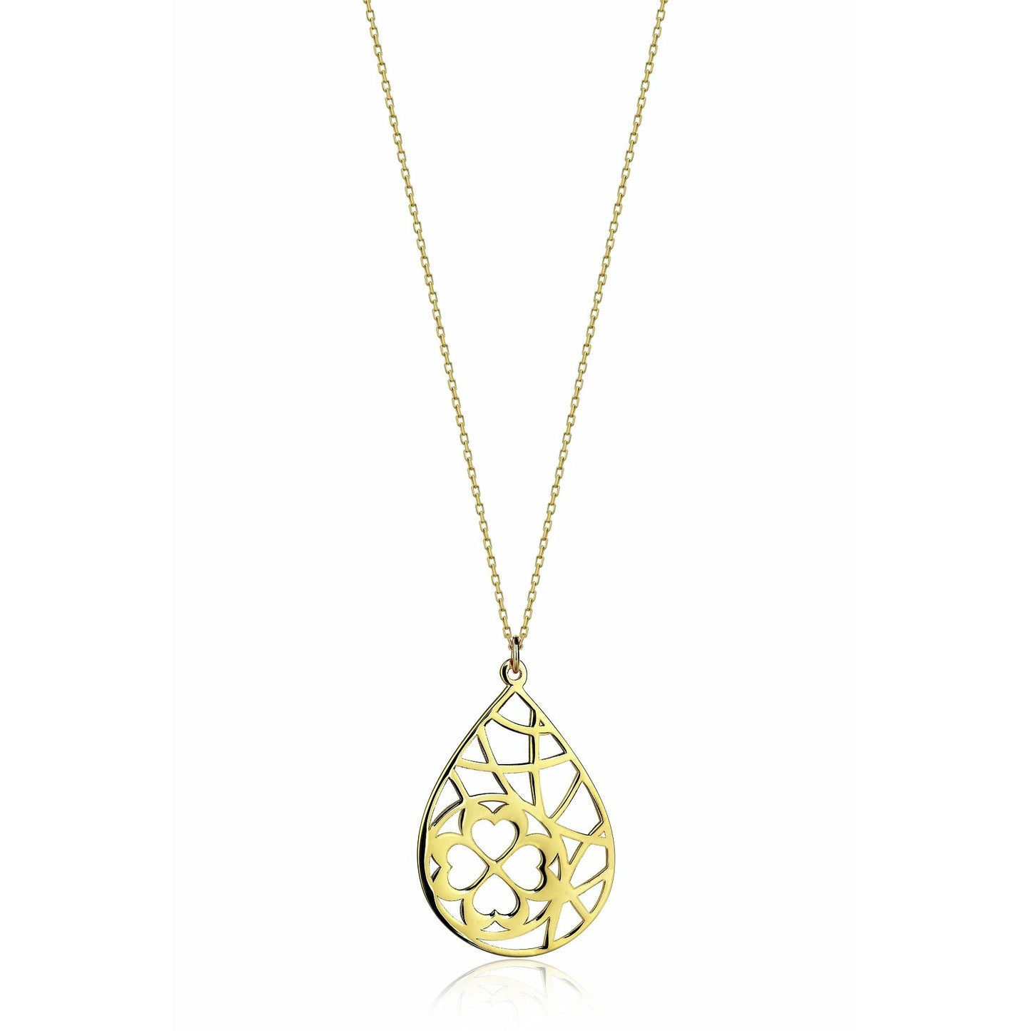 Special Design Gift Gold 14K Piece Drop Clover Necklace