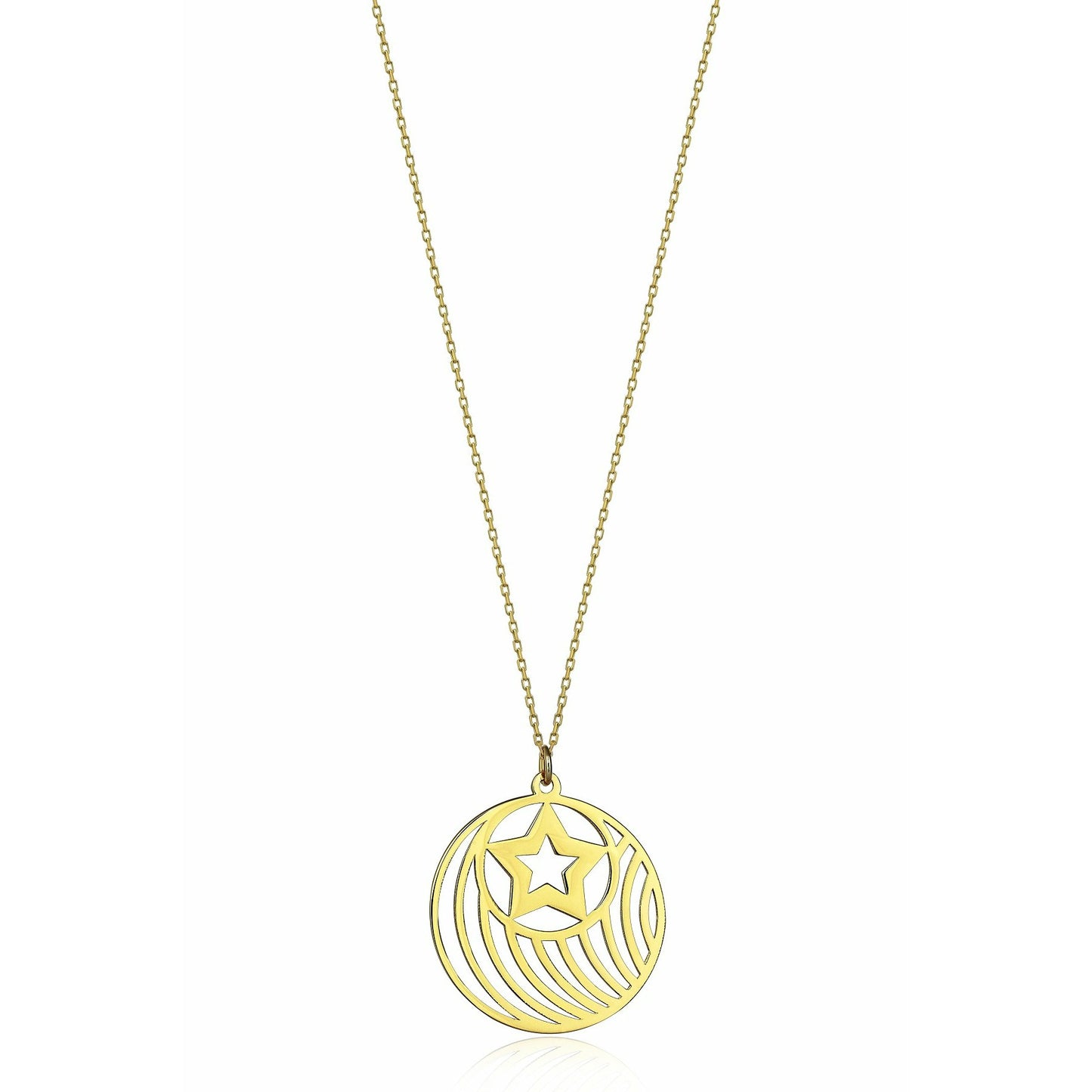 Special Design Gift 14k Gold Line Locket Star Necklace
