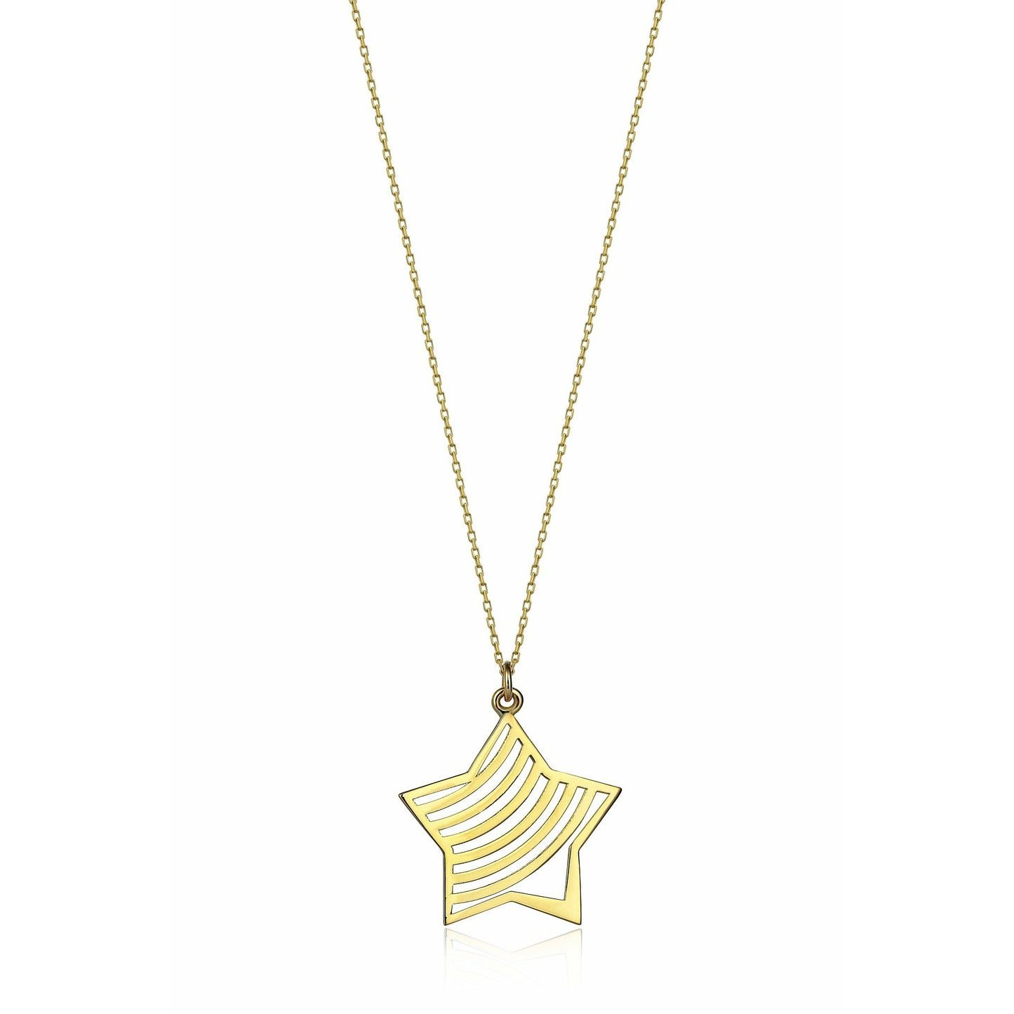 Special Design Gift 14k Gold Patterned Star Necklace