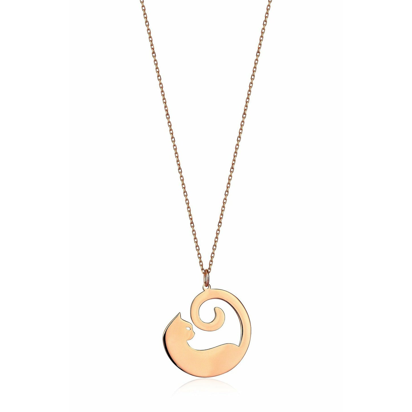 Special Design Gift 14K Gold Love Cat Necklace