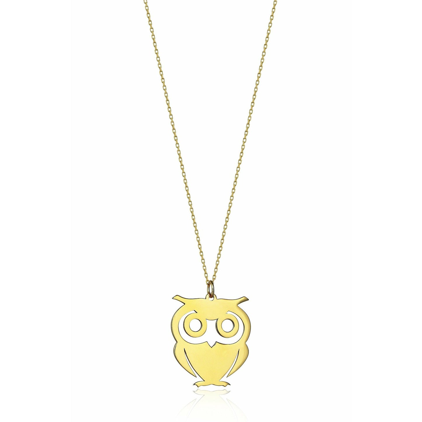 Special Design Gift 14k Gold Winged Owl Necklace