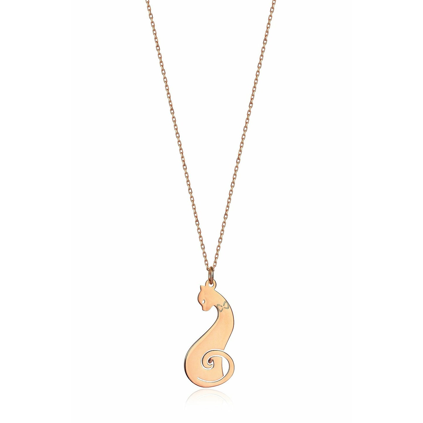Special Design Gift 14K Gold Bow Tie Cat Necklace
