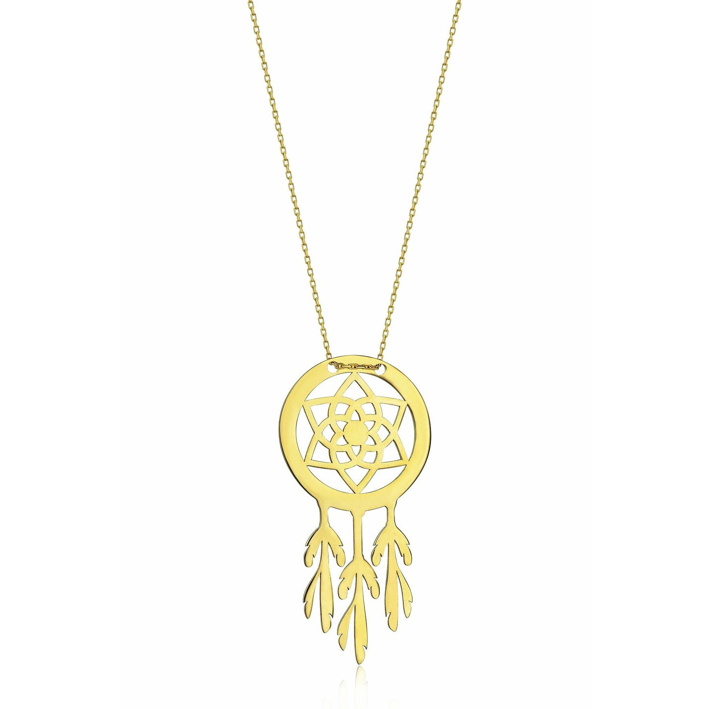 Special Design Gift 14k Gold Dreamcatcher Necklace