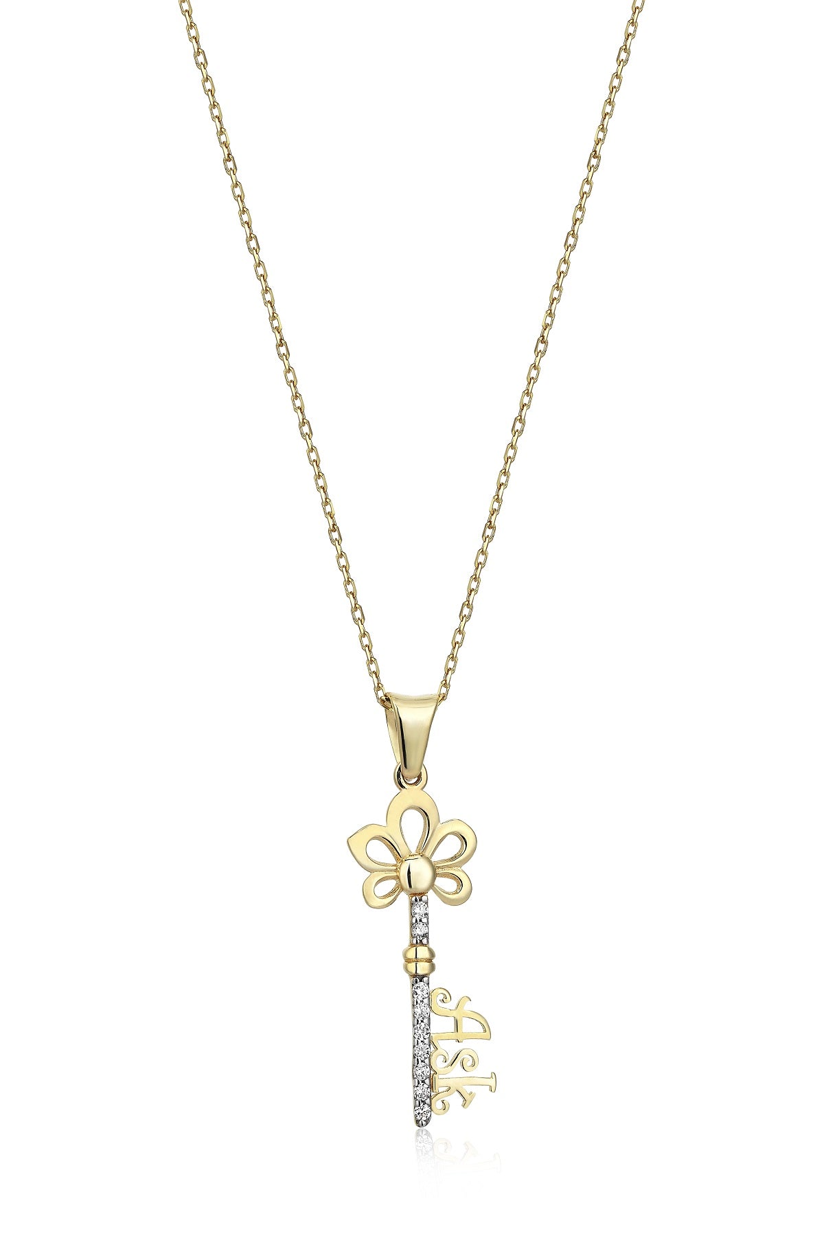 Special Design Gift 14K Gold Love Key Necklace