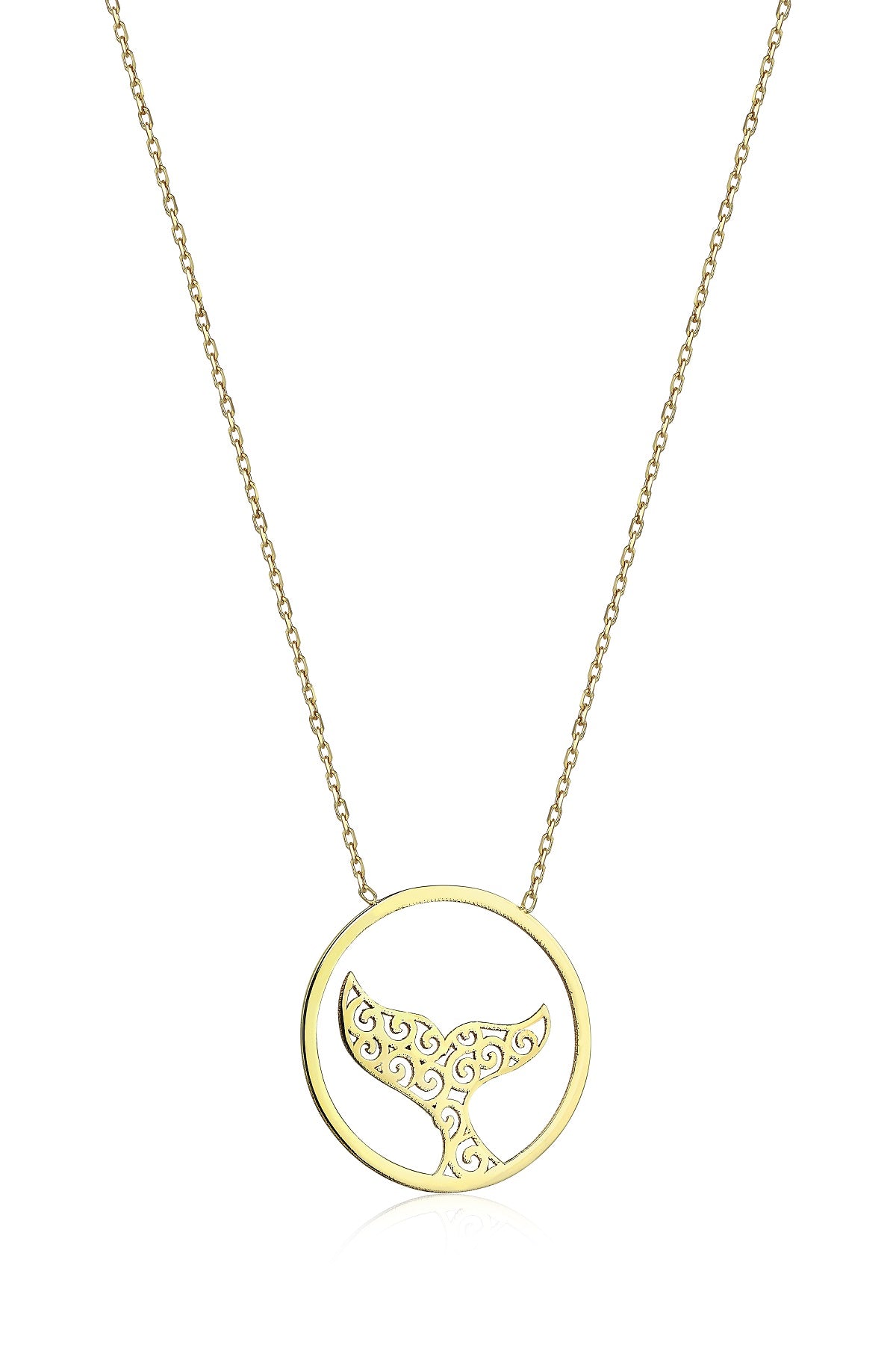 Special Design Gift 14k Gold Whale Tail Necklace