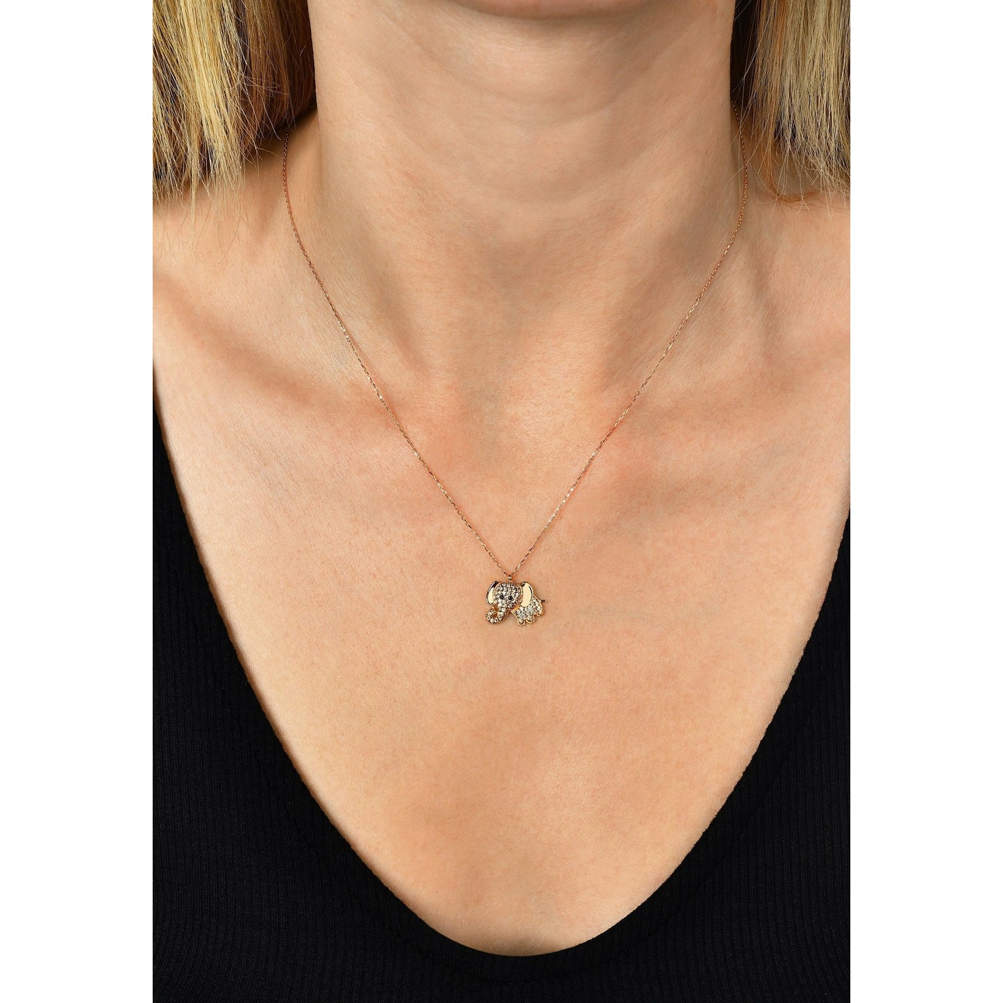 Gift 14k Gold Elephant Necklace