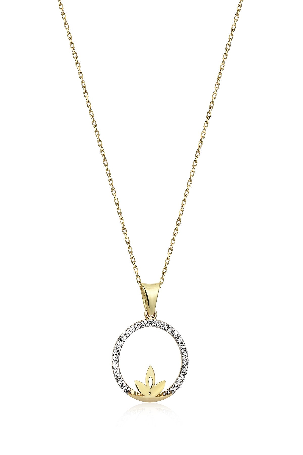 Special Design Gift 14k Gold Stone Lotus Ring Necklace