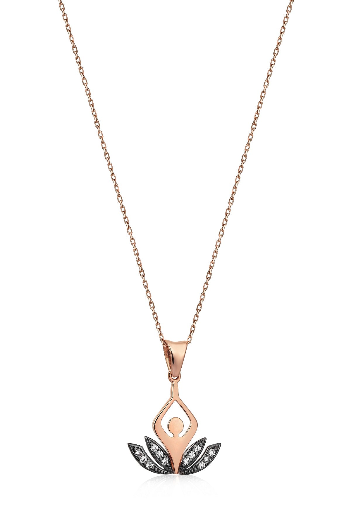 Special Design Gift 14k Gold Stone Lotus Flower Necklace