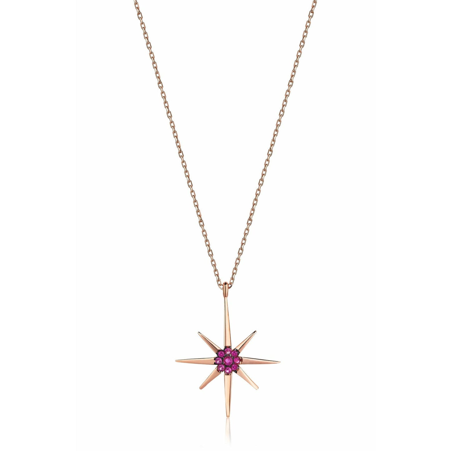 Gift 14k Gold Stone Pole Star Necklace