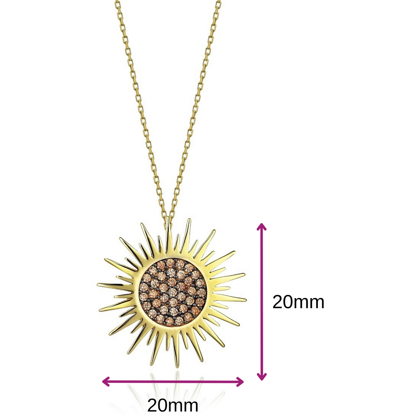 Gift 14k Gold Sun Necklace