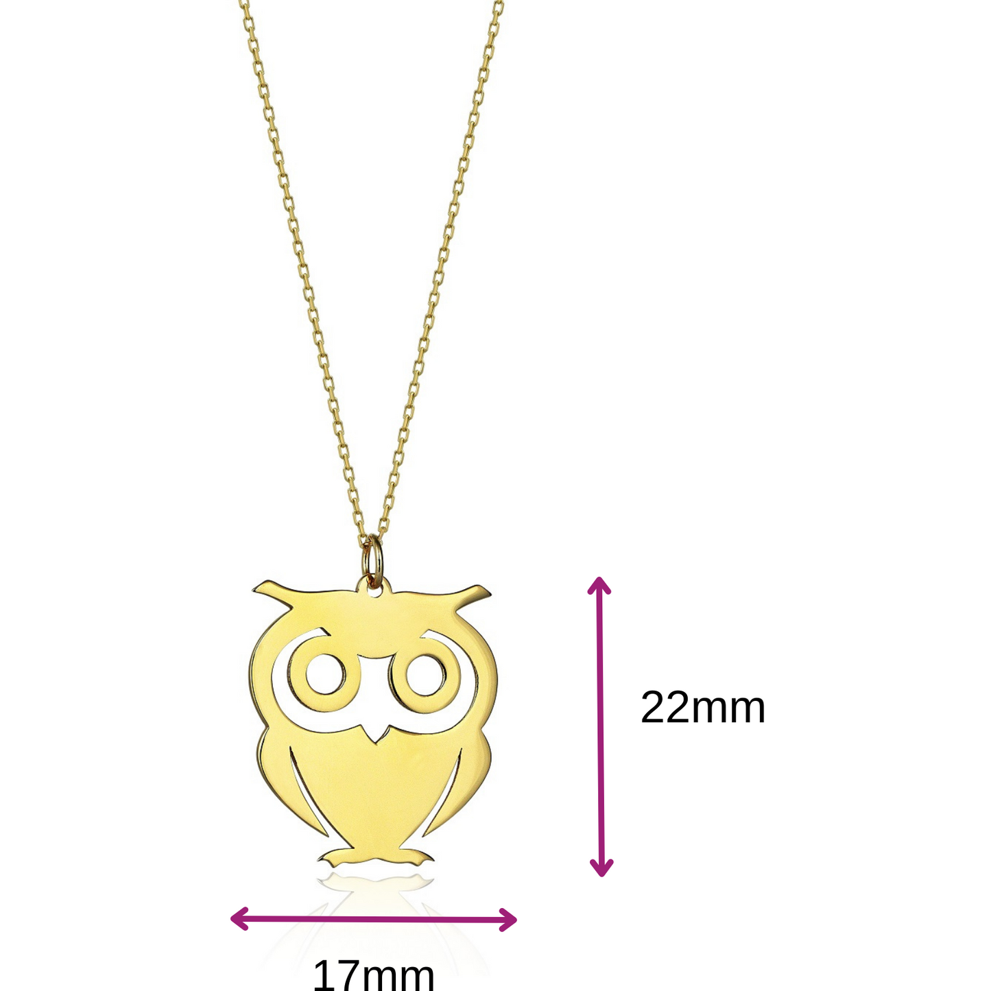 Special Design Gift 14k Gold Winged Owl Necklace