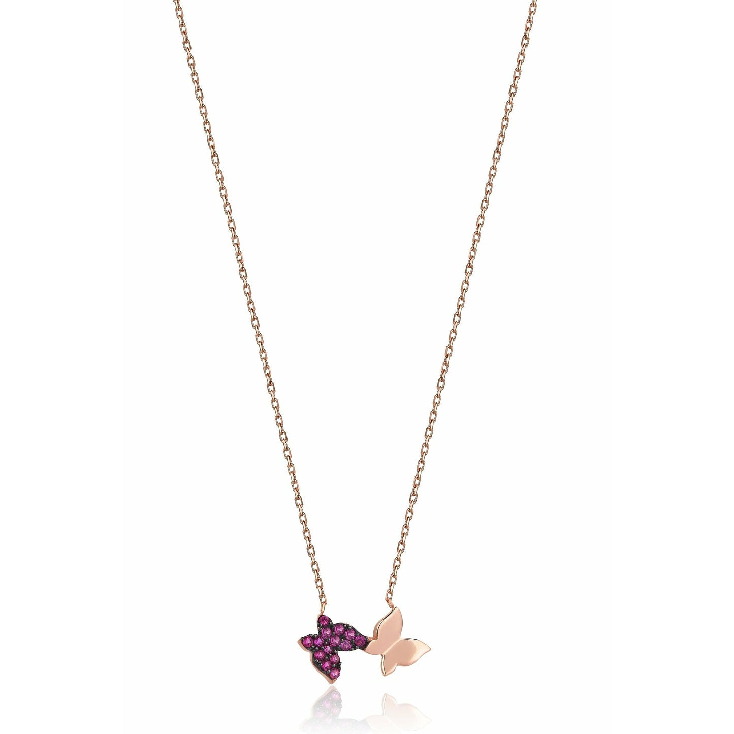 Gift 14k Gold Double Butterfly Necklace
