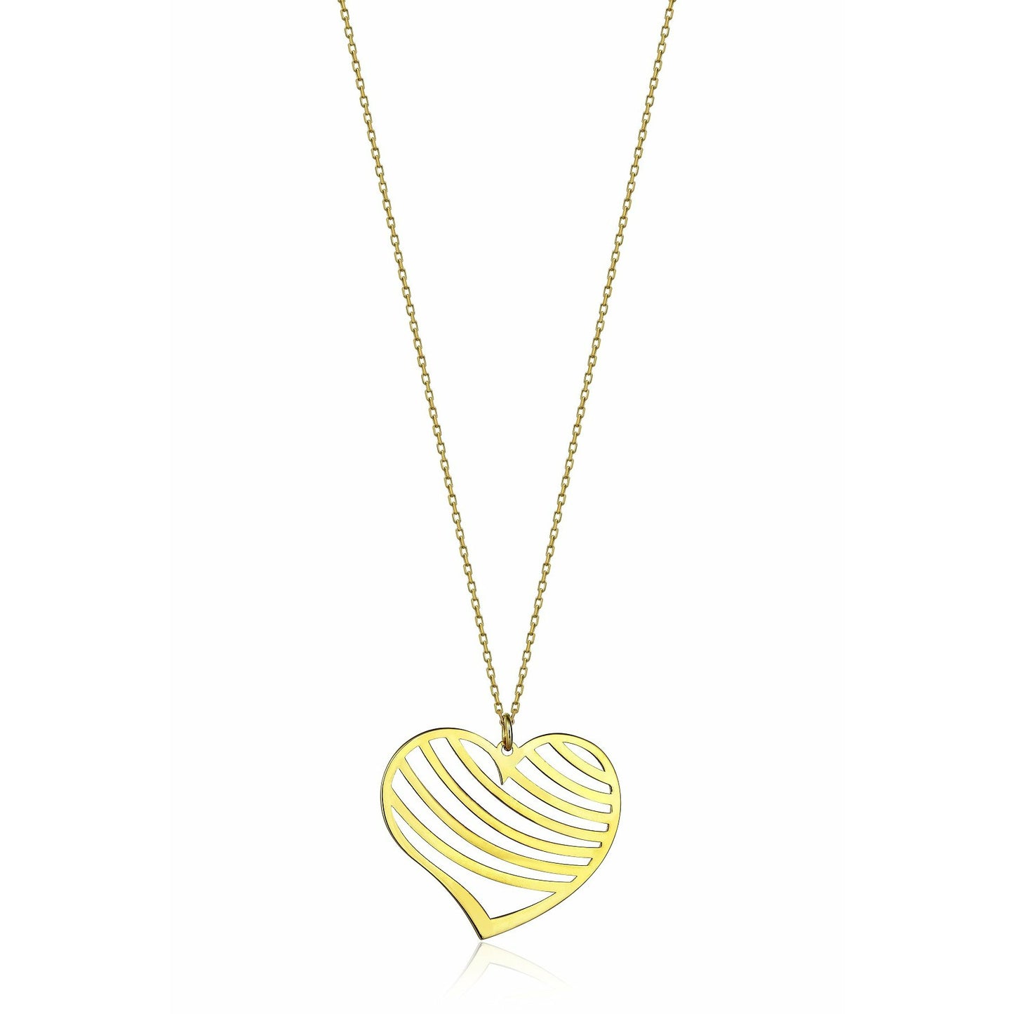Special Design Gift 14k Gold Patterned Heart Necklace 