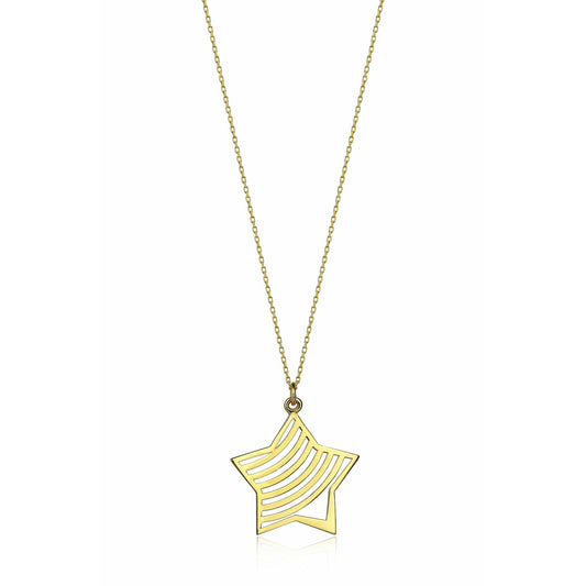 Special Design Gift 14k Gold Patterned Star Necklace 