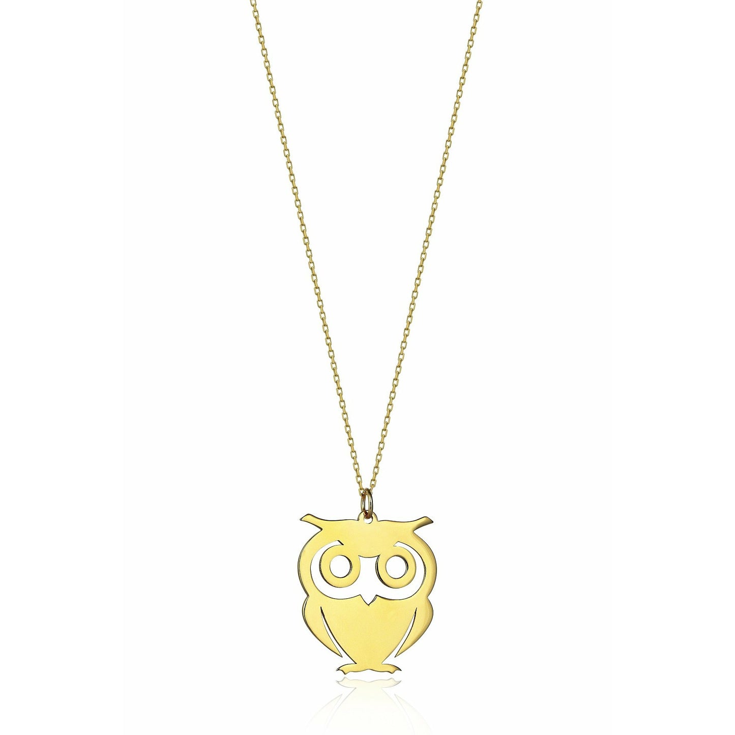 Special Design Gift 14k Gold Winged Owl Necklace 