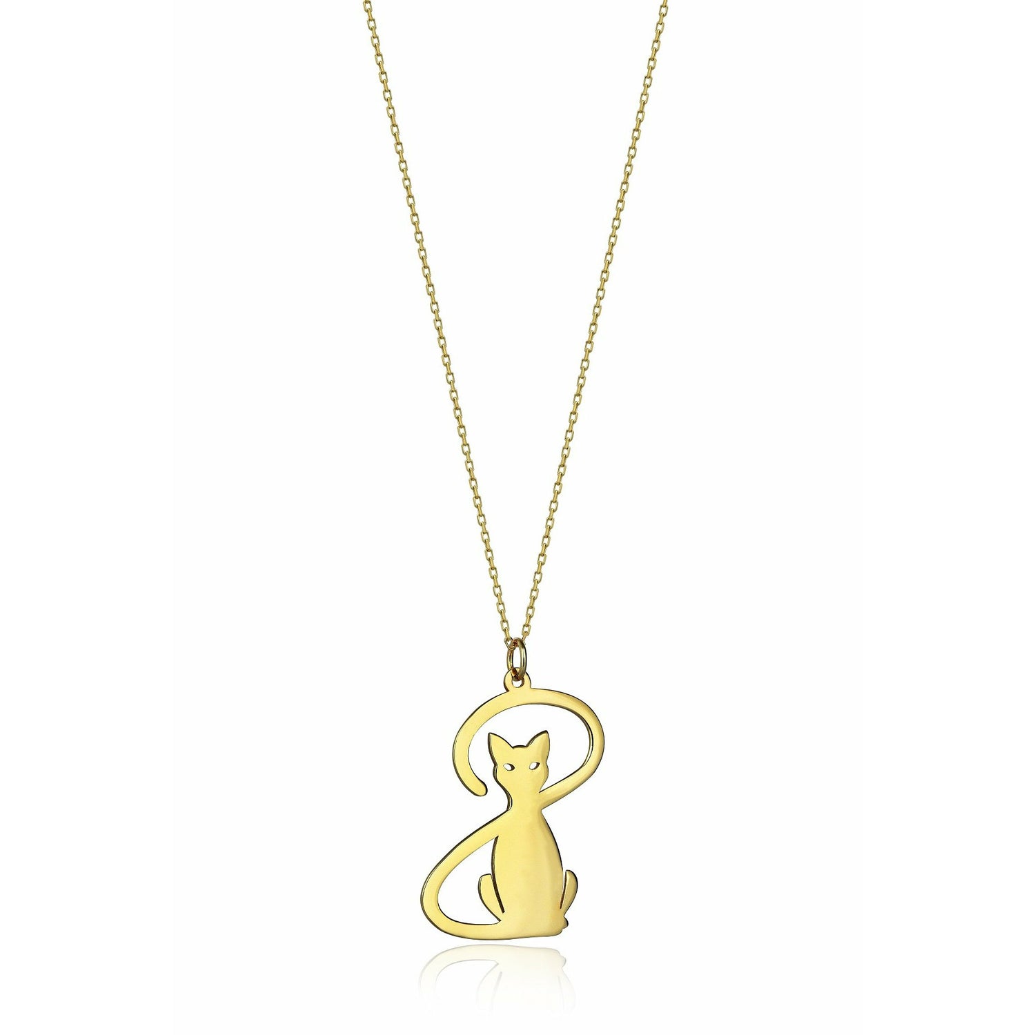 14k gold clearance cat necklace