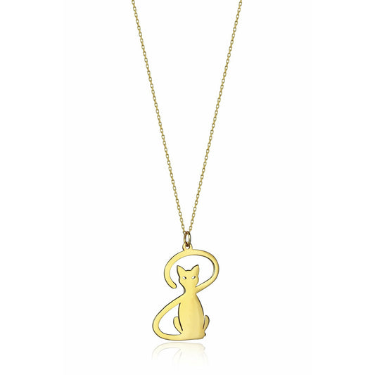 Special Design Gift 14K Gold Cat Necklace
