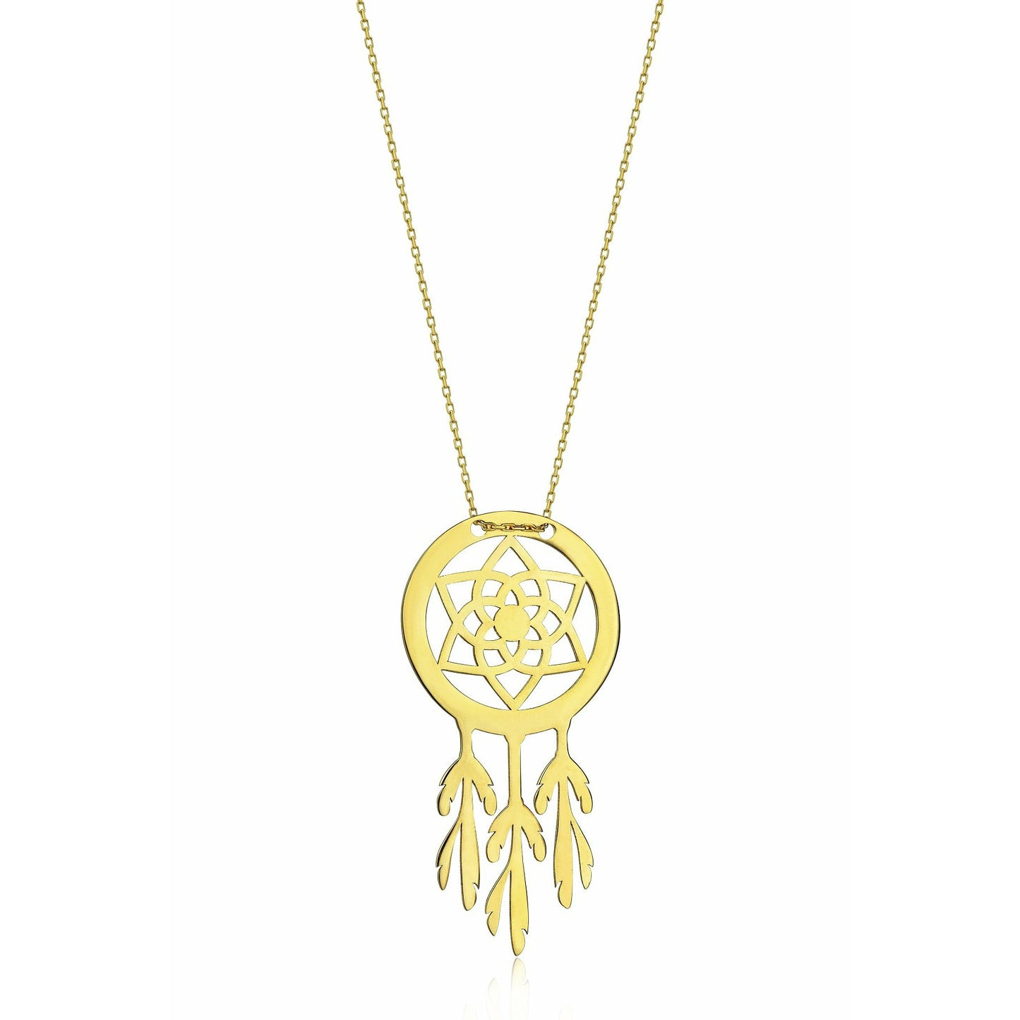 Special Design Gift 14k Gold Dreamcatcher Necklace 
