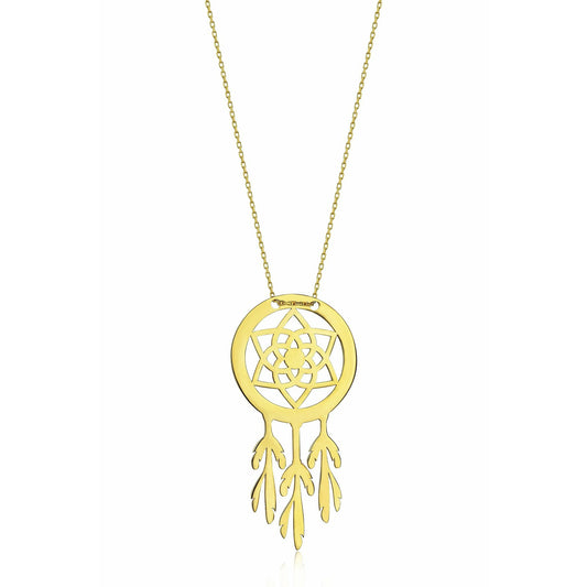 Special Design Gift 14k Gold Dreamcatcher Necklace 