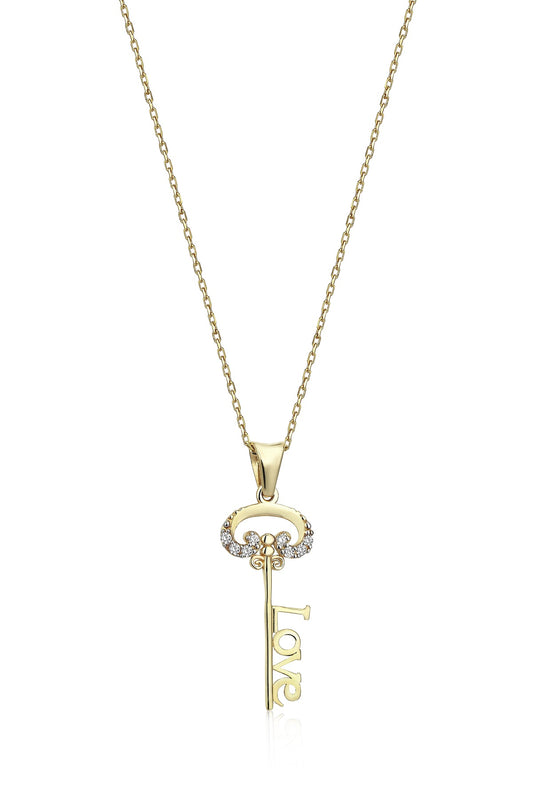 Special Design Gift 14K Gold Love Key Necklace