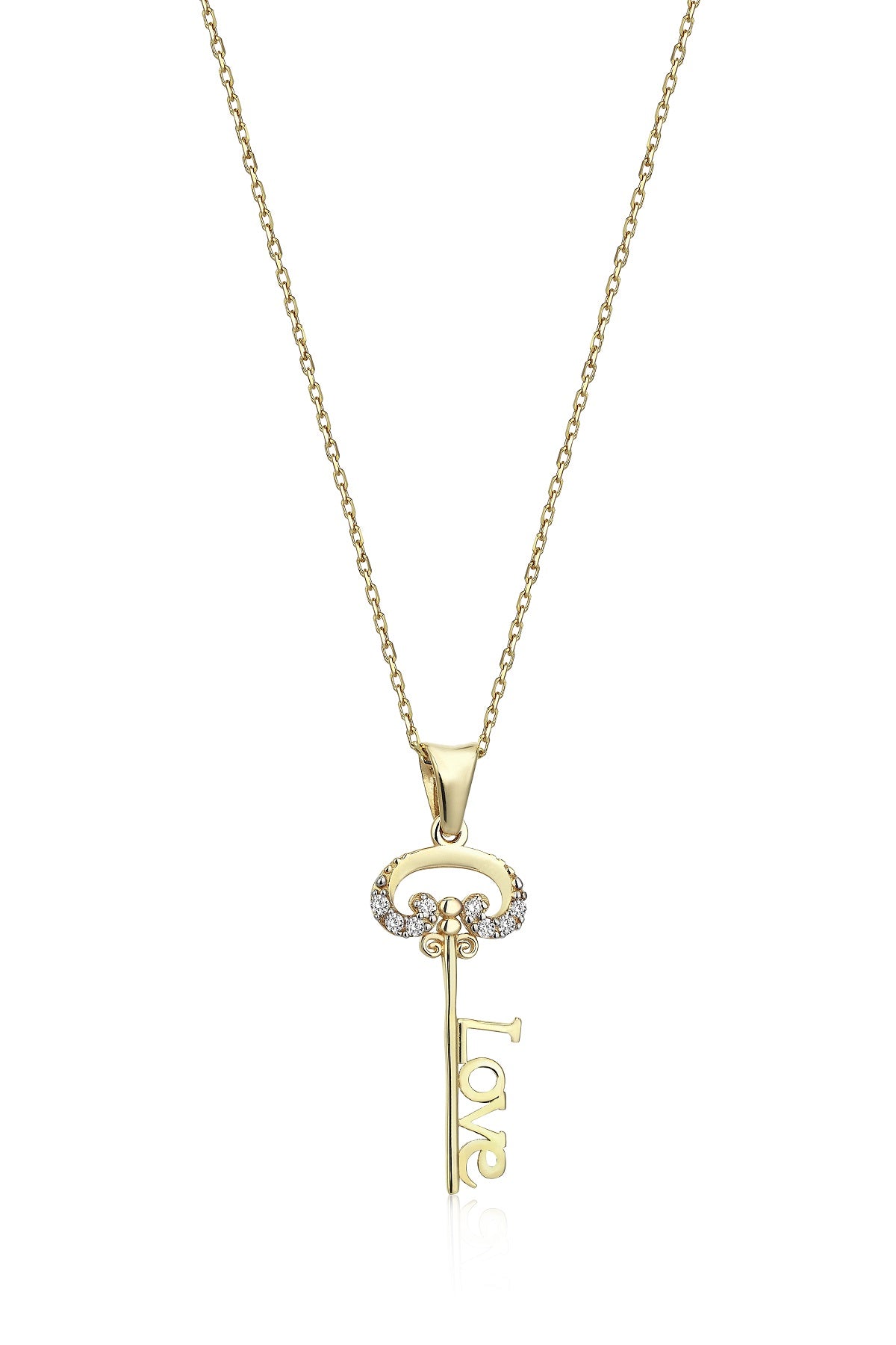 Special Design Gift 14K Gold Love Key Necklace