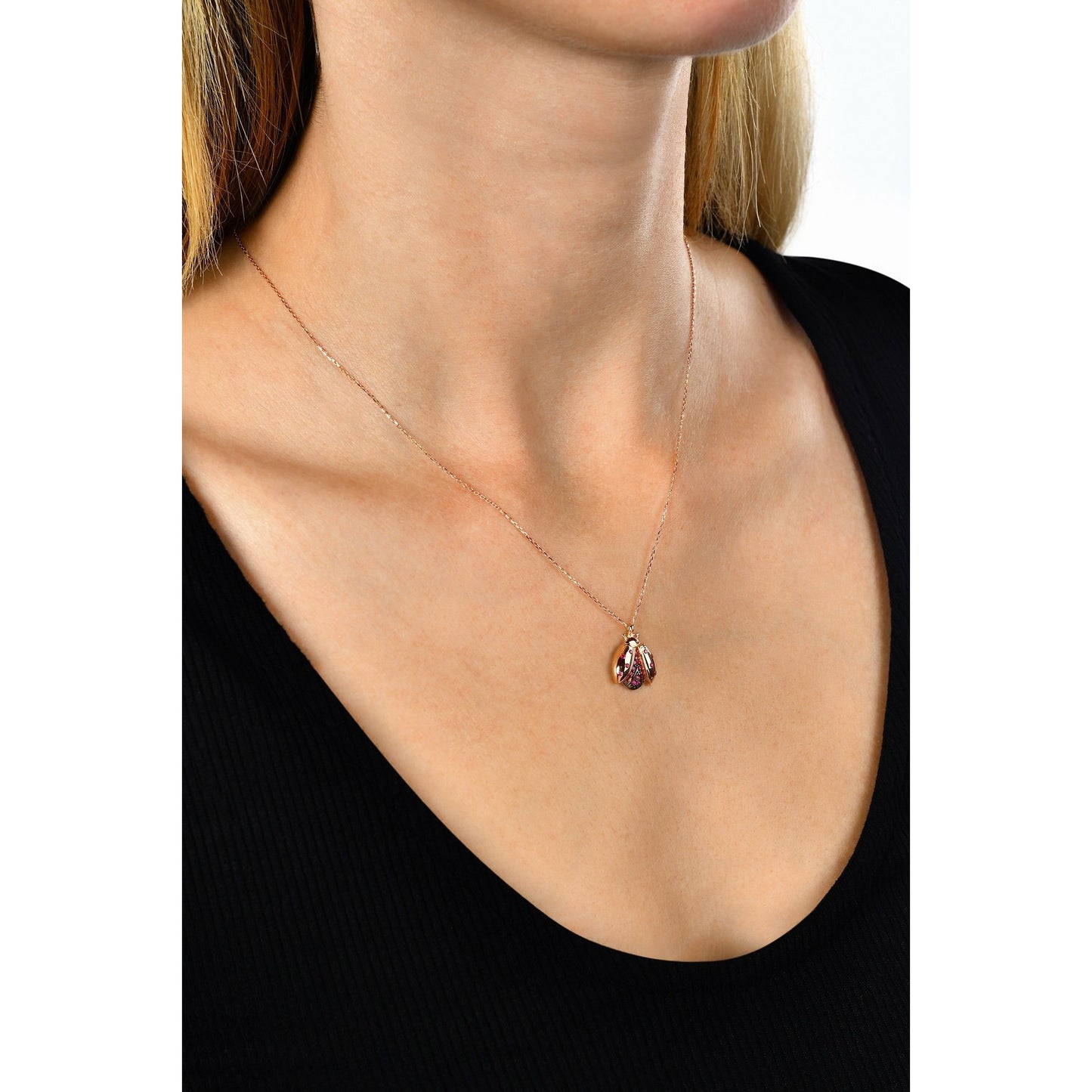 Gift 14k Gold Ladybug Necklace 