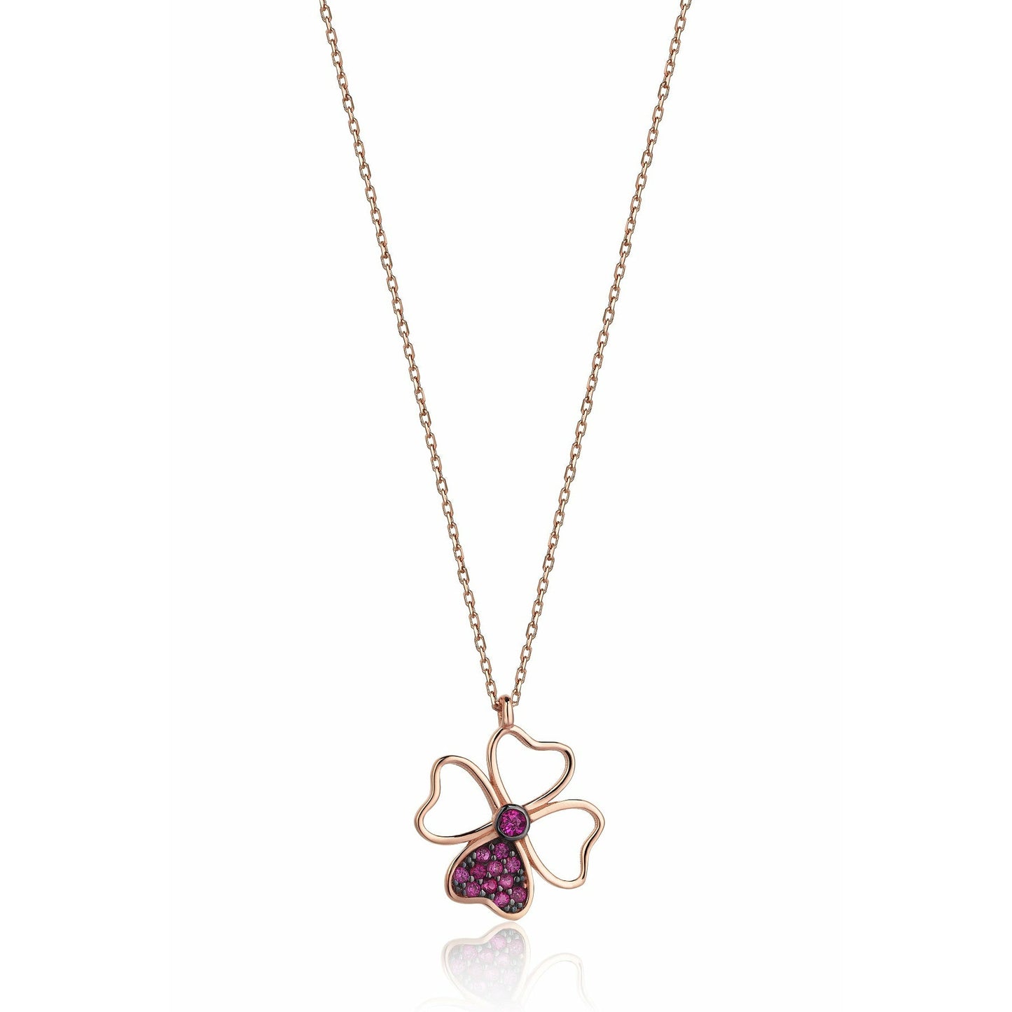 14K Gold Clover Necklace with Gift Stone
