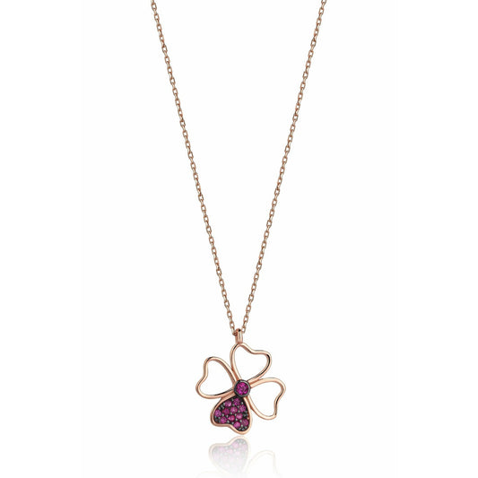 14K Gold Clover Necklace with Gift Stone